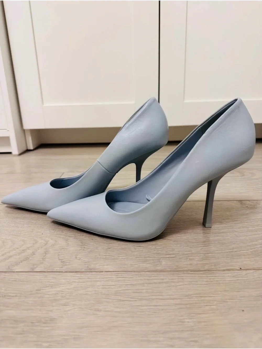 Zara Pale Blue Pointed-Toe Stiletto Pumps - Picture 3 of 5